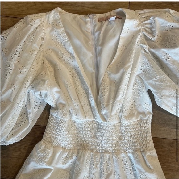 $198 NWT Anthropologie Hutch Size Medium White Eyelet Cropped Jumpsuit Cotton - Picture 6 of 6